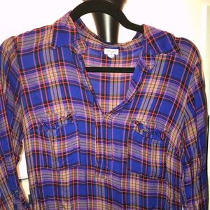 Splendid split v plaid shirt - XS